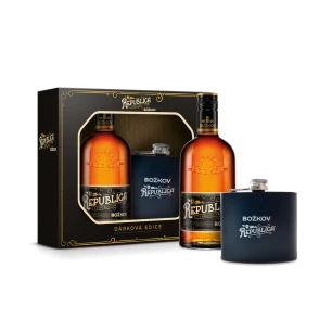 Božkov Republica Exclusive 0,5 L 38% dárkové balení  s placatkou