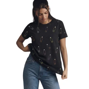 Černé unisex oversize tričko Tatratea s motivem lahviček, velikost M