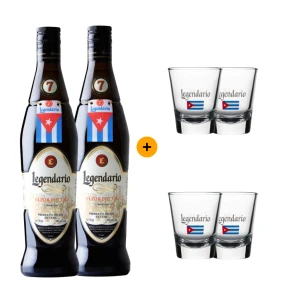 Výhodný balíček 2 ks Legendario Elixir de Cuba 0,7 L 34% + 4 panáky Legendario