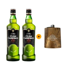 Výhodný balíček 2 ks Clan Campbell Scotch Whisky 0,7 L a placatka