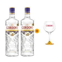 Výhodný balíček 2 ks Gordon's Dry Gin 0,7 L 37,5% + Sklenice "copa" Gordon´s žlutá