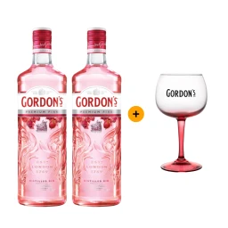 Výhodný balíček 2 ks Gordon's Premium Pink Gin 0,7 L 37,5% + Sklenice "copa" Gordon´s růžová