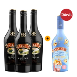 NOVINKA! Výhodný balíček 3 ks Baileys Original Irish Cream 0,7 L 17% + dárek Baileys Toffee Popcorn Movie Night 0,5 L 17%
