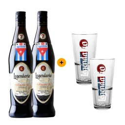 Výhodný balíček 2 ks Legendario Elixir de Cuba 0,7 L 34% + 2 Long sklenice Legendario
