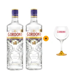 Výhodný balíček 2 ks Gordon's Dry Gin 0,7 L 37,5% + Sklenice "copa" Gordon´s žlutá